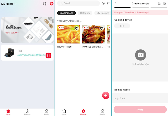 Ultenic app met recepten